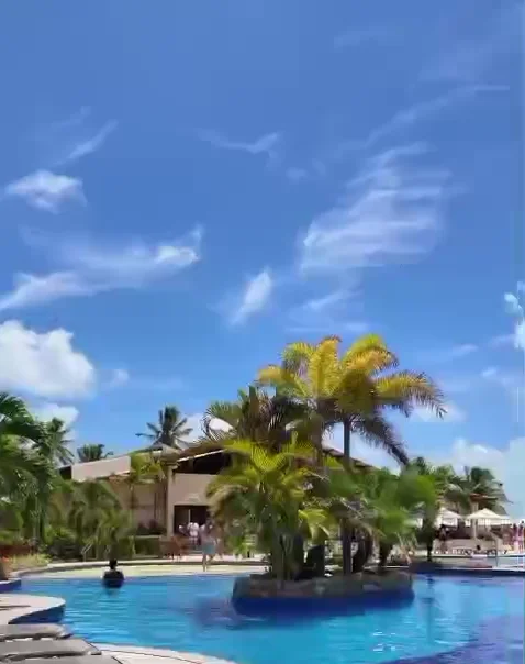 Piscina e coqueiros em beach club de Maragogi